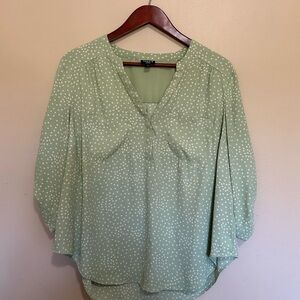 Torrid Light Green Polka Dot Harper V-Neck Blouse - Women